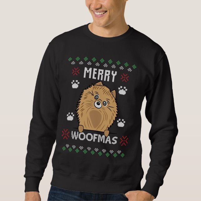 Merry Christmas Woofmas Pomeranian Dog  Ugly Sweatshirt (Front)