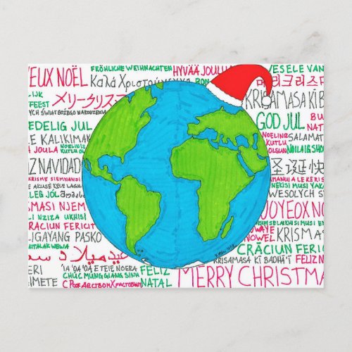 Merry Christmas World Languages Postcard