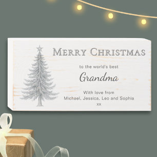 Merry Christmas World's Best Grandma Rustic Wooden Box Sign