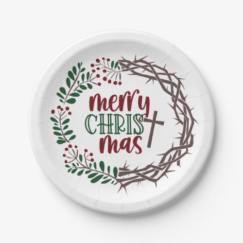 Merry CHRISTmas Worship Wreath Party Paper Plates