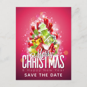 Merry Christmas Wrapped Presents Save the Date Postcard