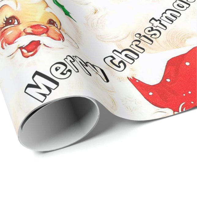Merry Christmas Wrapping Paper Vintage Santa (Roll Corner)