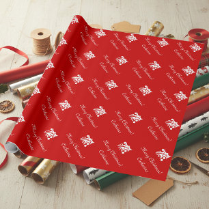 Merry Christmas wrapping paper with custom name.