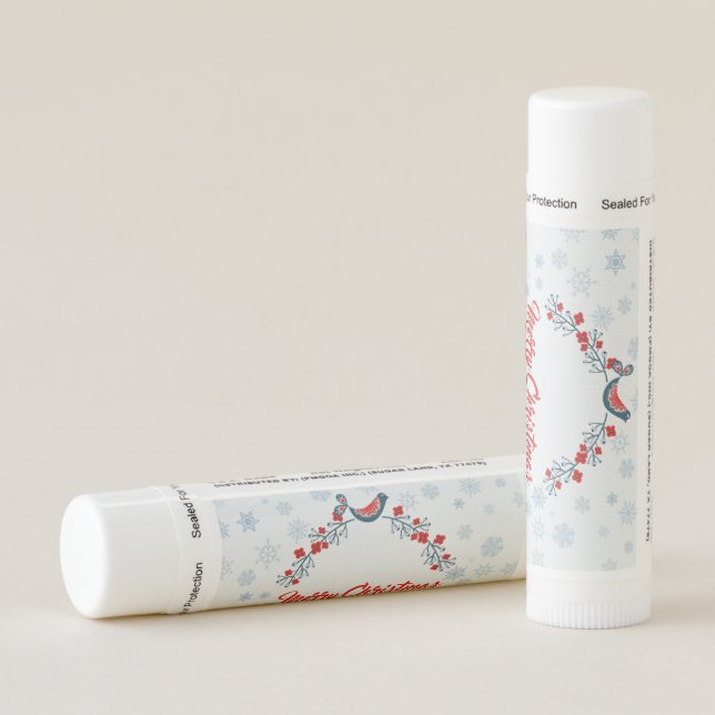 Merry Christmas Wreath and Bird Lip Balm (Rotated Right)