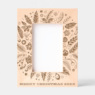 Merry Christmas Wreath and Date Family Photo Engraved Frames