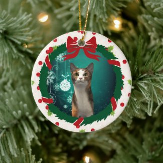 Merry Christmas Wreath and Holly Custom Pet Photo