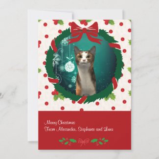 Merry Christmas Wreath and Holly Custom Pet Photo