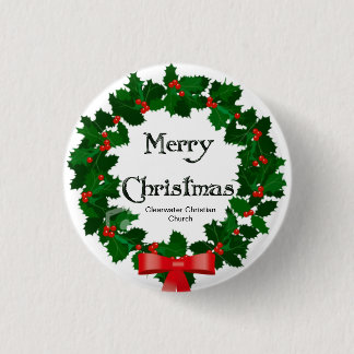 Merry Christmas Wreath Button
