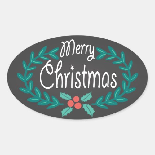 MERRY CHRISTMAS WREATH CHALKBOARD STICKERS