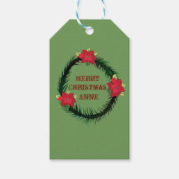 Merry Christmas, Wreath Custom Gift Tags
