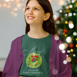 Merry Christmas Wreath Family Holiday T-Shirt