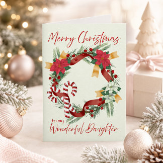 Merry Christmas Wreath for Daughter Card