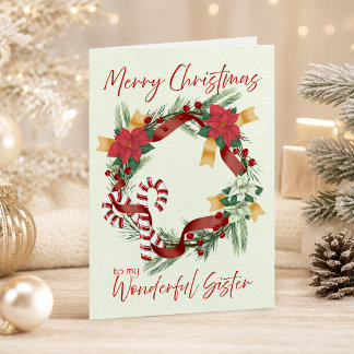 Merry Christmas Wreath for Sister Card