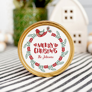 Merry Christmas Wreath from Santa Label/Sticker Classic Round Sticker