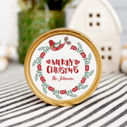 Merry Christmas Wreath from Santa LabelSticker Classic Round Sticker