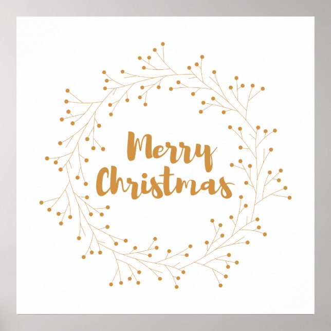 Merry Christmas wreath - golden Poster (Front)