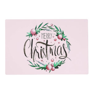 “Merry Christmas Wreath” Holiday Placemat