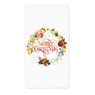 Merry Christmas wreath Label