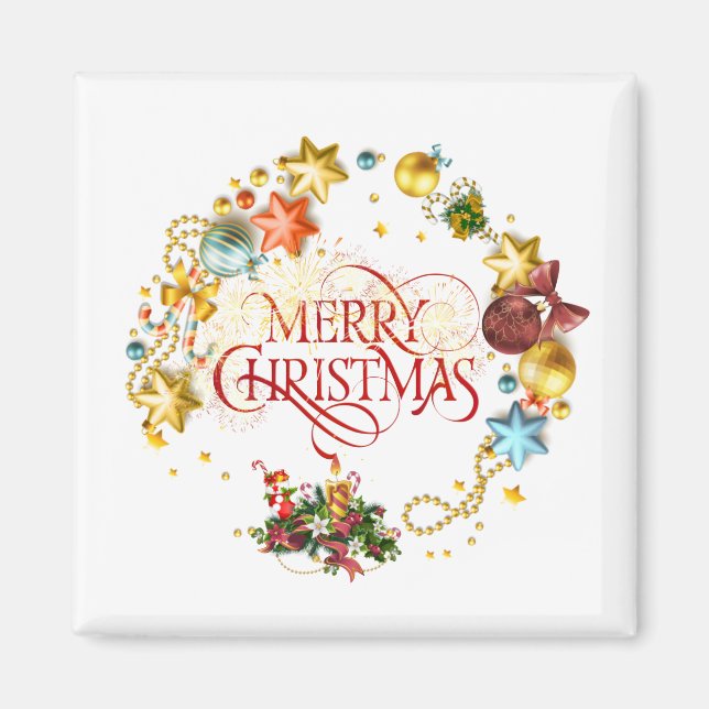Merry Christmas wreath Magnet (Front)