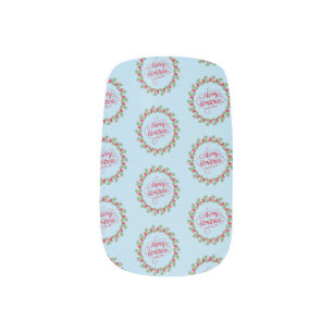 Merry Christmas Wreath Minx Nail Art