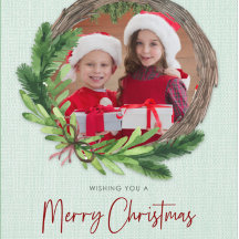 Merry Christmas Wreath Modern Photo