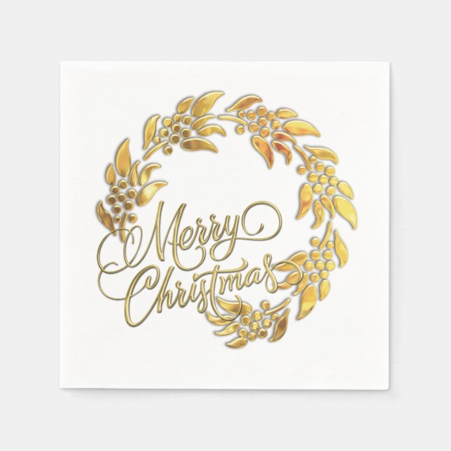 Merry Christmas Wreath Napkins (Front)