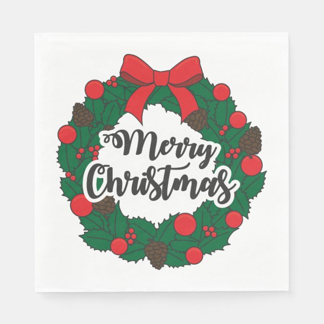 Merry Christmas Wreath Napkins (Front)
