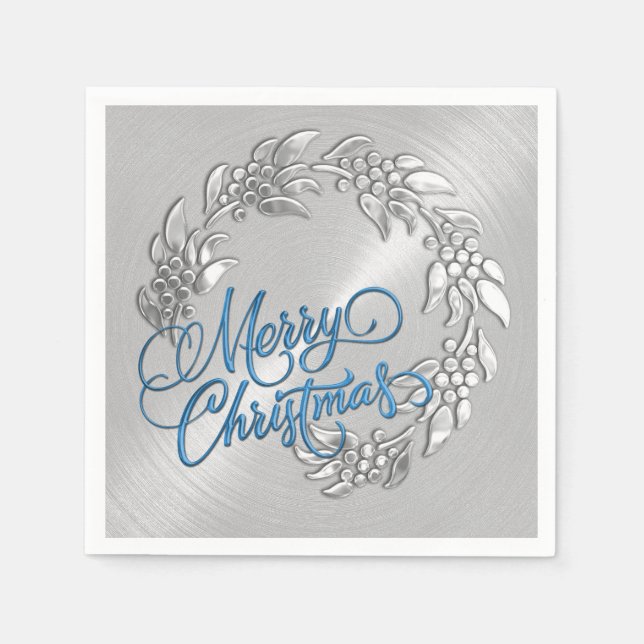 Merry Christmas Wreath Paper Napkins (Front)