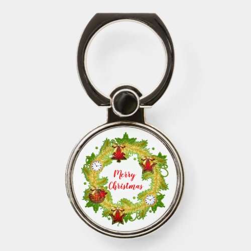 Merry Christmas Wreath Phone Ring Stand