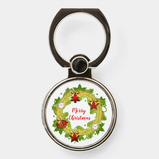 Merry Christmas Wreath Phone Ring Stand (Front)