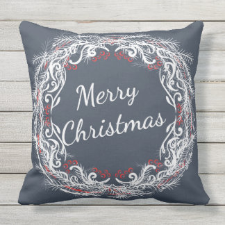 Merry Christmas Wreath Pillow