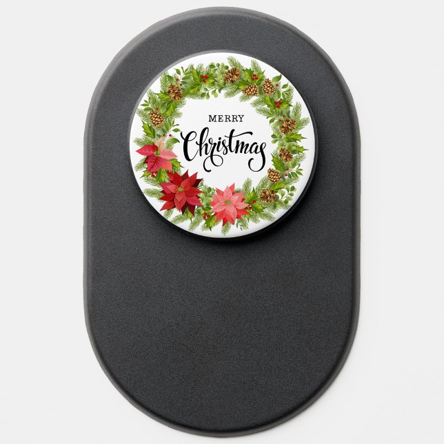 Merry Christmas Wreath  PopSocket (A vibrant Christmas wreath!)