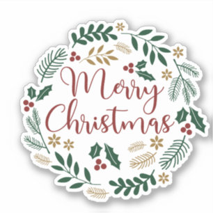 Merry Christmas Wreath Sticker