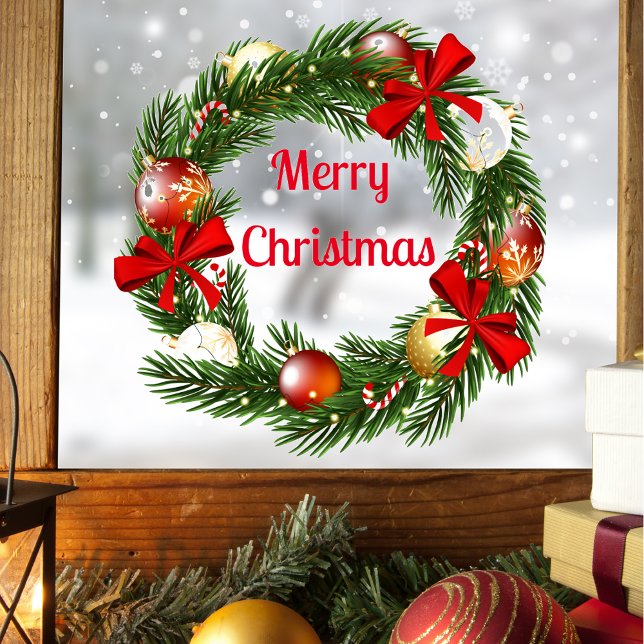 Merry Christmas Wreath Sticker for Window (Creator Uploaded)