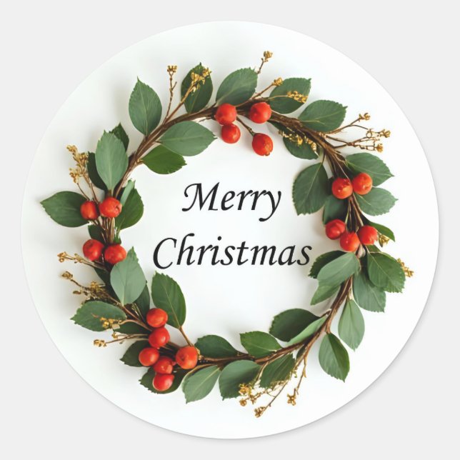 Merry Christmas Wreath Stickers (Front)