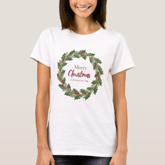 Merry Christmas Wreath T-Shirt for Women