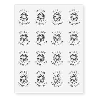 Merry Christmas Wreath Temporary Tattoos