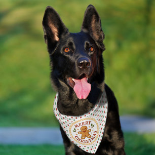Merry Christmas wreath with gingerbread man Pet Bandana Collar