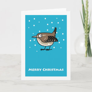 Merry Christmas wren in snow Holiday Card