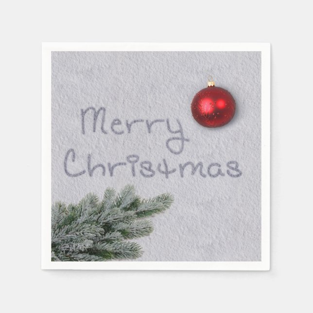 Merry Christmas written in the Snow Napkins (Front)