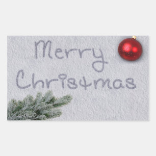 Merry Christmas written in the Snow Rectangular Sticker