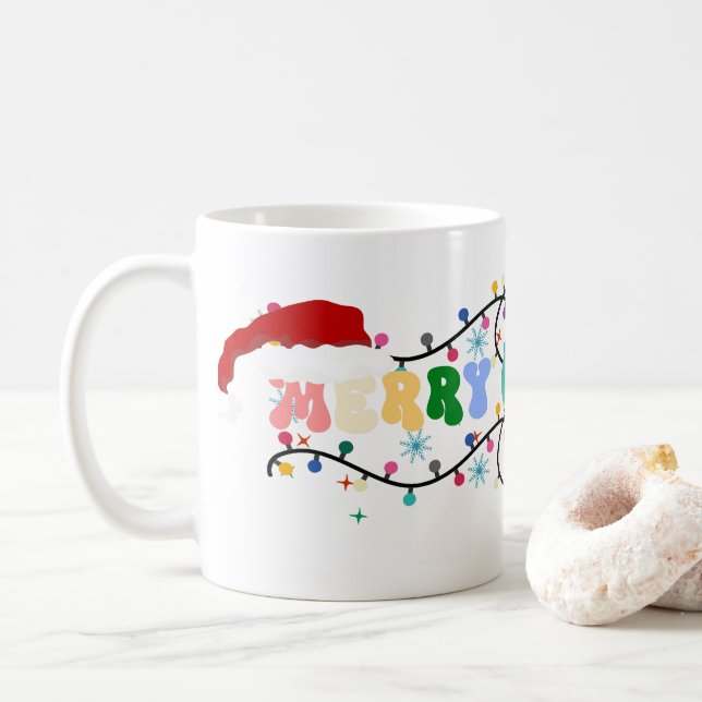 Merry christmas x mass , reindeer , santa claus coffee mug (With Donut)