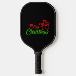 Merry Christmas X Snowman Pickleball Paddle