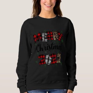 Merry Christmas Xmas 2022 Red Plaid Leopard Santa Sweatshirt