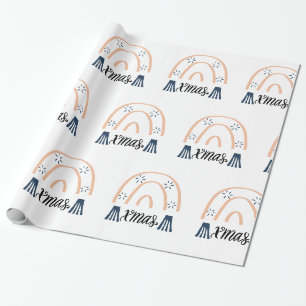 Merry Christmas Xmas Boho Rainbow Gift Wrapping Paper