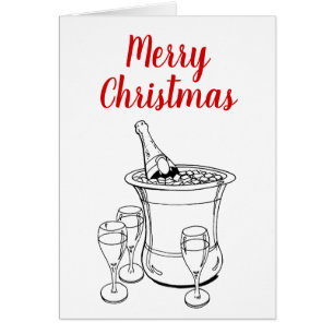 Merry Christmas Xmas Champagne Bucket Glasses Cards