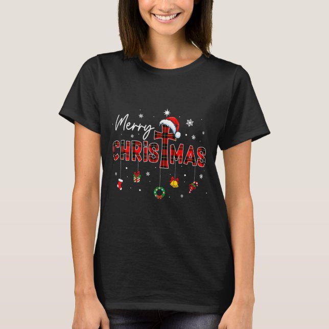 Merry Christmas Xmas Christian Jesus Holiday Famil T-Shirt (Front)