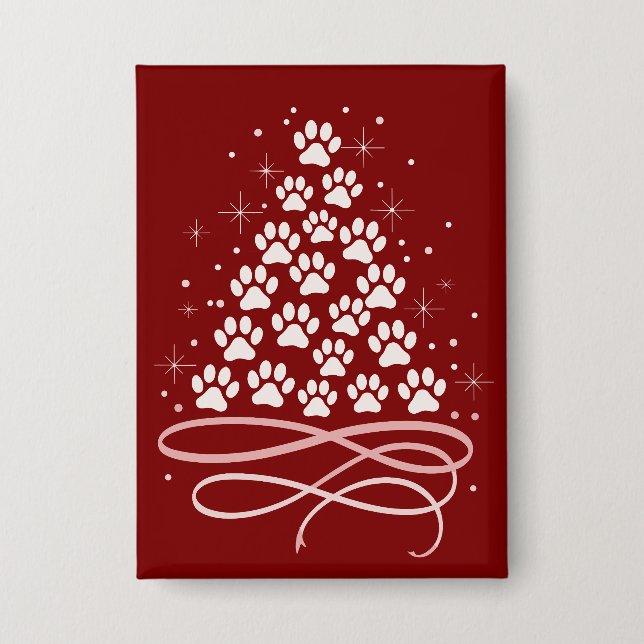 Merry Christmas Xmas Dog Pet Tree Winter Dog Lover Button (Front)