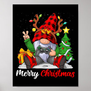 Merry Christmas Xmas Gamer Gnome Video Game Boys K Poster