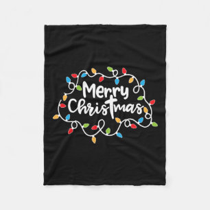 Merry Christmas Xmas Lights Pajamas Family Matchin Fleece Blanket